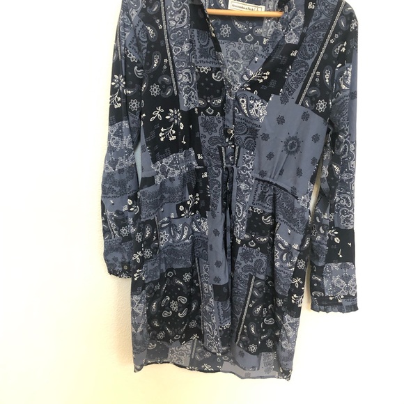 Abercrombie & Fitch Blue Patterned Long Sleeve Dress - Picture 4 of 15